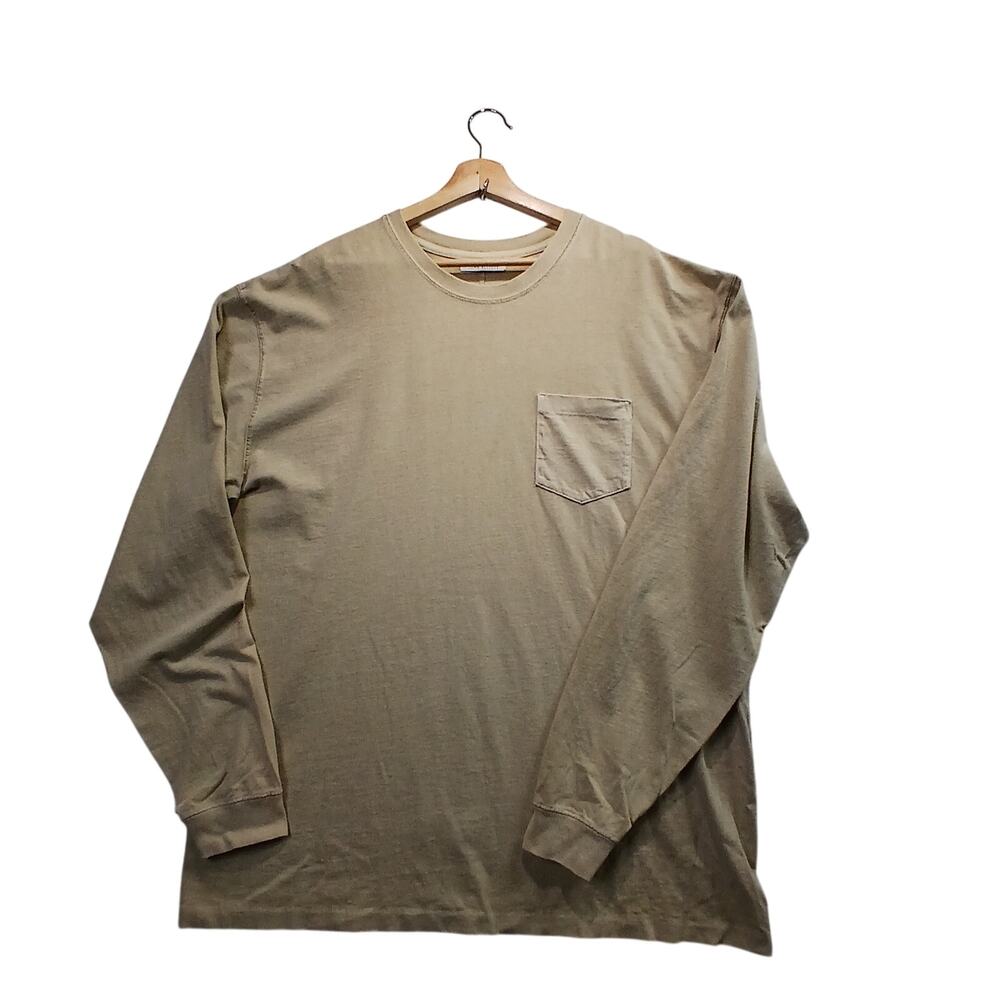 John Elliott Mens Tan Beige Long Sleeve Pocket T-Shirt Size 5 XXL